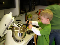 Tommy bakes cookies...