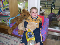 Nicholas loves the Wiggles couch.