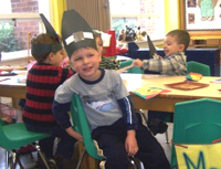 Tommy in his pilgrim hat.