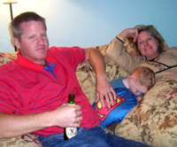 Cousins Greg and Stefani watch Nicholas B conk out.