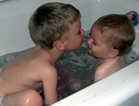 two brothers in a tub