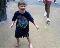tommy cooling off at magic kingdom in 93 degree temps