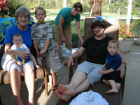 Kathy, Cindy and Rosie with the boys.