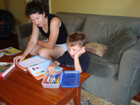 Nicholas warming up for school.