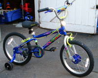 Tommy's first big boy two-wheeler.