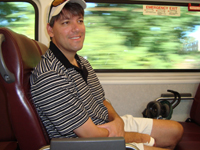 Mike on the train.