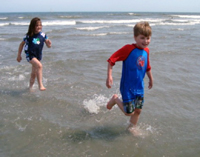 Daniele and Tommy test the water in Sea Isle.