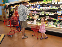 Shopping at Trader Joe's.