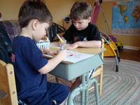 School work at a school desk!