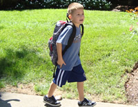 Walking to Kindergarten.