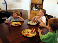 Tommy, Trevor and Nicholas feast!