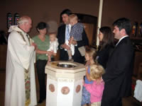 At the font