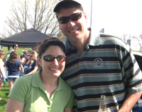 Cindy and Mike enjoy the game.