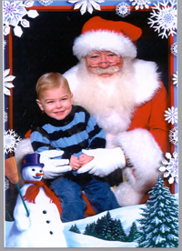 On Santa's lap.