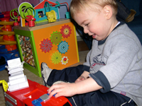 Playing in his room